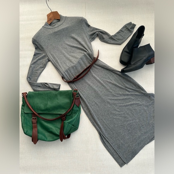 Grey Straight Midi Dress - Picture 2 of 3